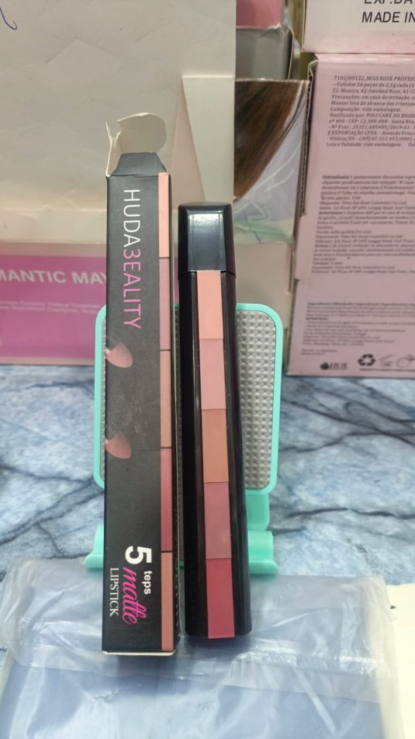 Huda Beauty 5-in-1 Nude Matte Lipsticks – Long Lasting & Waterproof