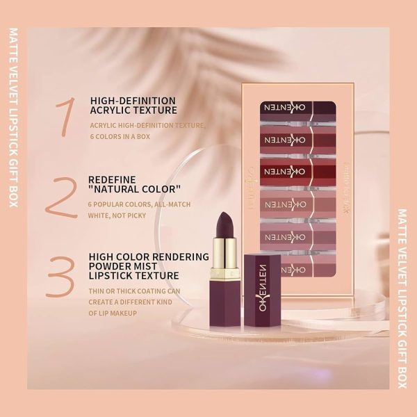 OKENTEN 6-Pcs Lipstick Set – Creamy, Vibrant & Long-Lasting