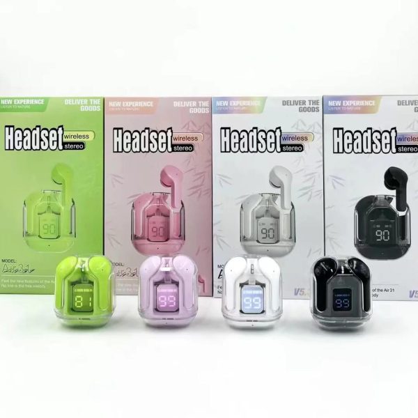 Air 31 Wireless Earbuds – Transparent Case, Type-C, Bluetooth 5.3