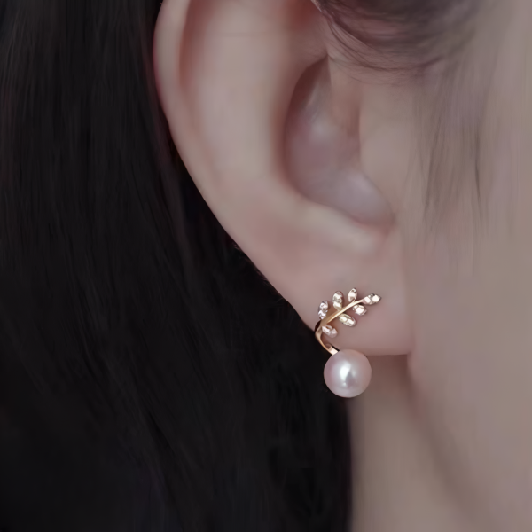 Elegant Leaf Pearl Korean Earrings – Stylish Women’s Jewelry