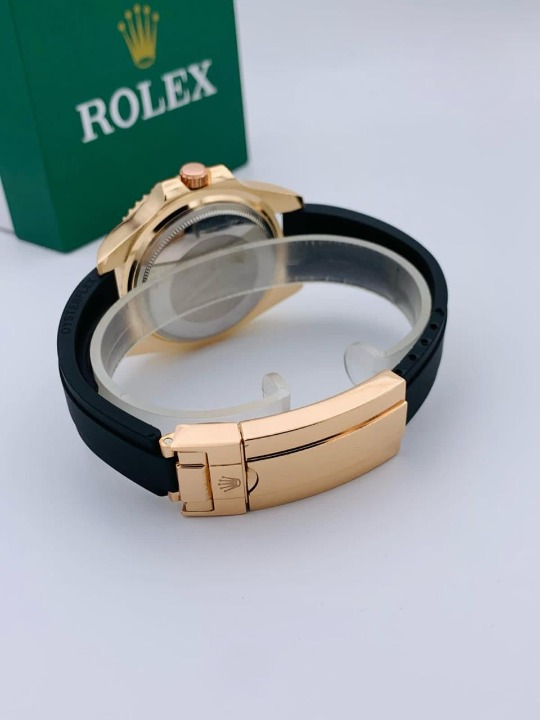 Rolex Stylish Men’s Watch – Golden, Rubber Strap & Steel Bezel