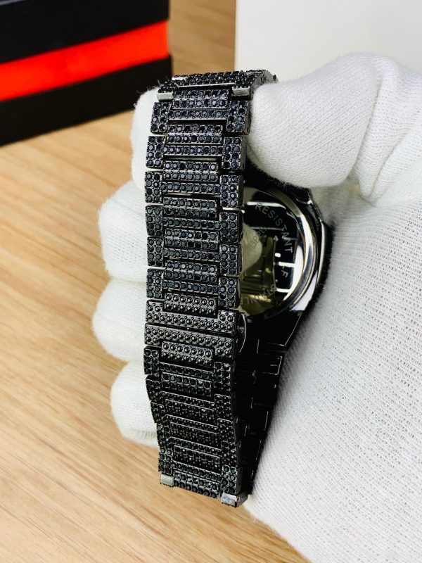 Black Stone Chain Watch – Men’s Fashion Stainless Steel