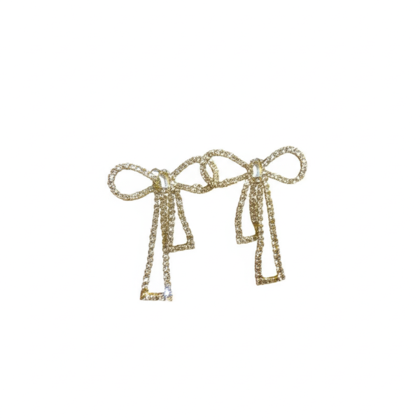 Bow Shape Zircon Korean Earrings – Golden, Elegant Design
